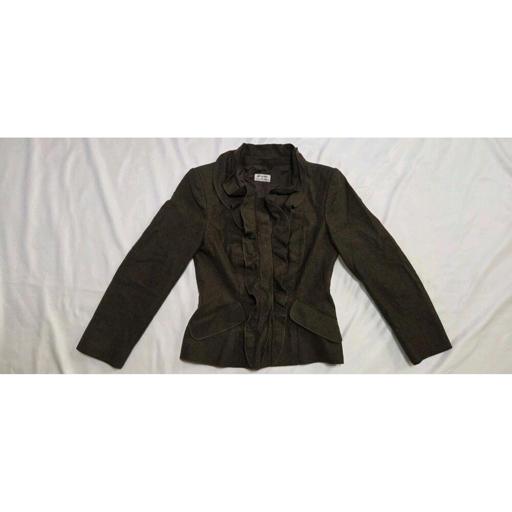 Philosophy di Alberta Ferretti Olive Green Ruffle Front Jacket
